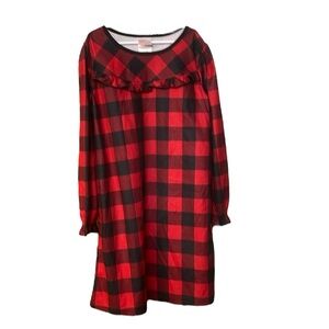 WONDERSHOP UGC Girls Size 10 Red Black Buffalo Check Ruffle Nightgown